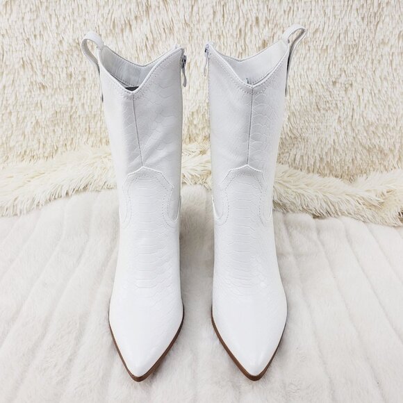 White Western Cowboy Cowgirl Ankle Boots Slayer - Picture 13 of 15